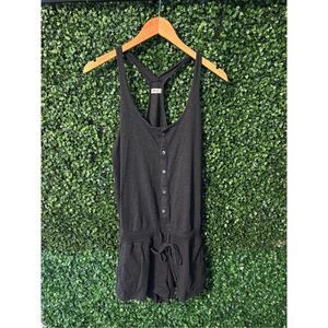 Aritzia Black Button-Front Romper